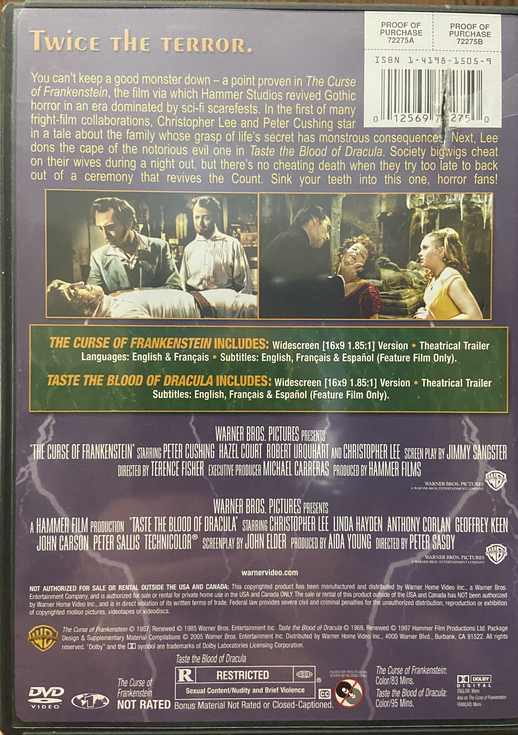 Horror Double Feature: The Curse Of Frankenstein/Taste The Blood Of Dracula