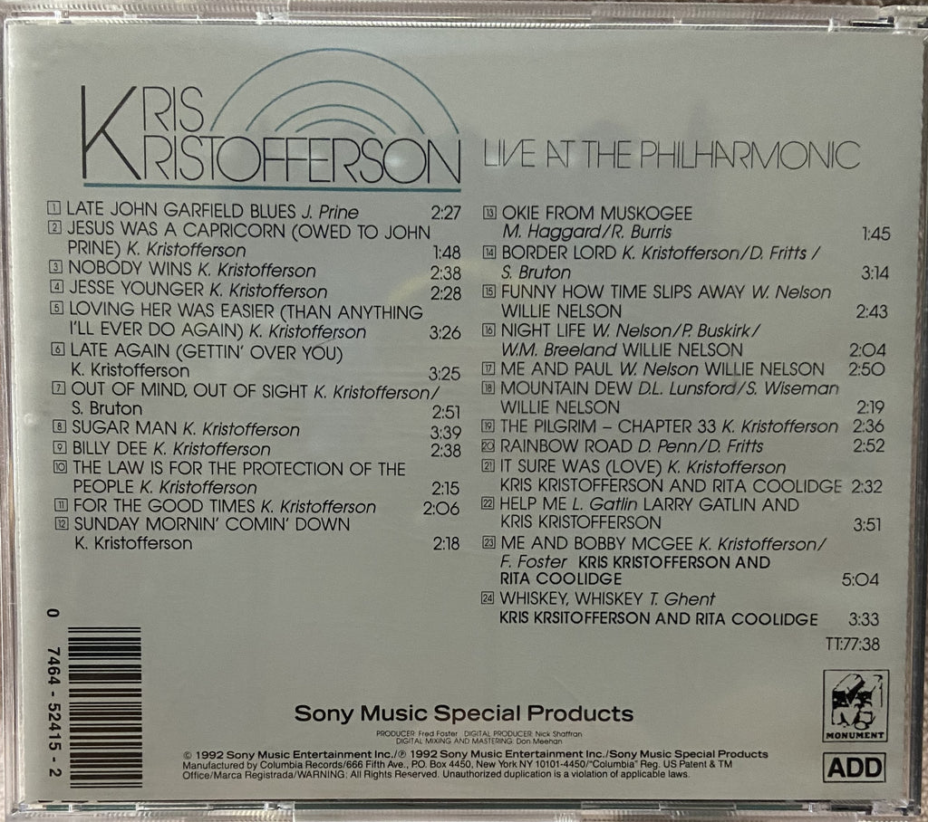 Kris Kristofferson: Live At The Philharmonic