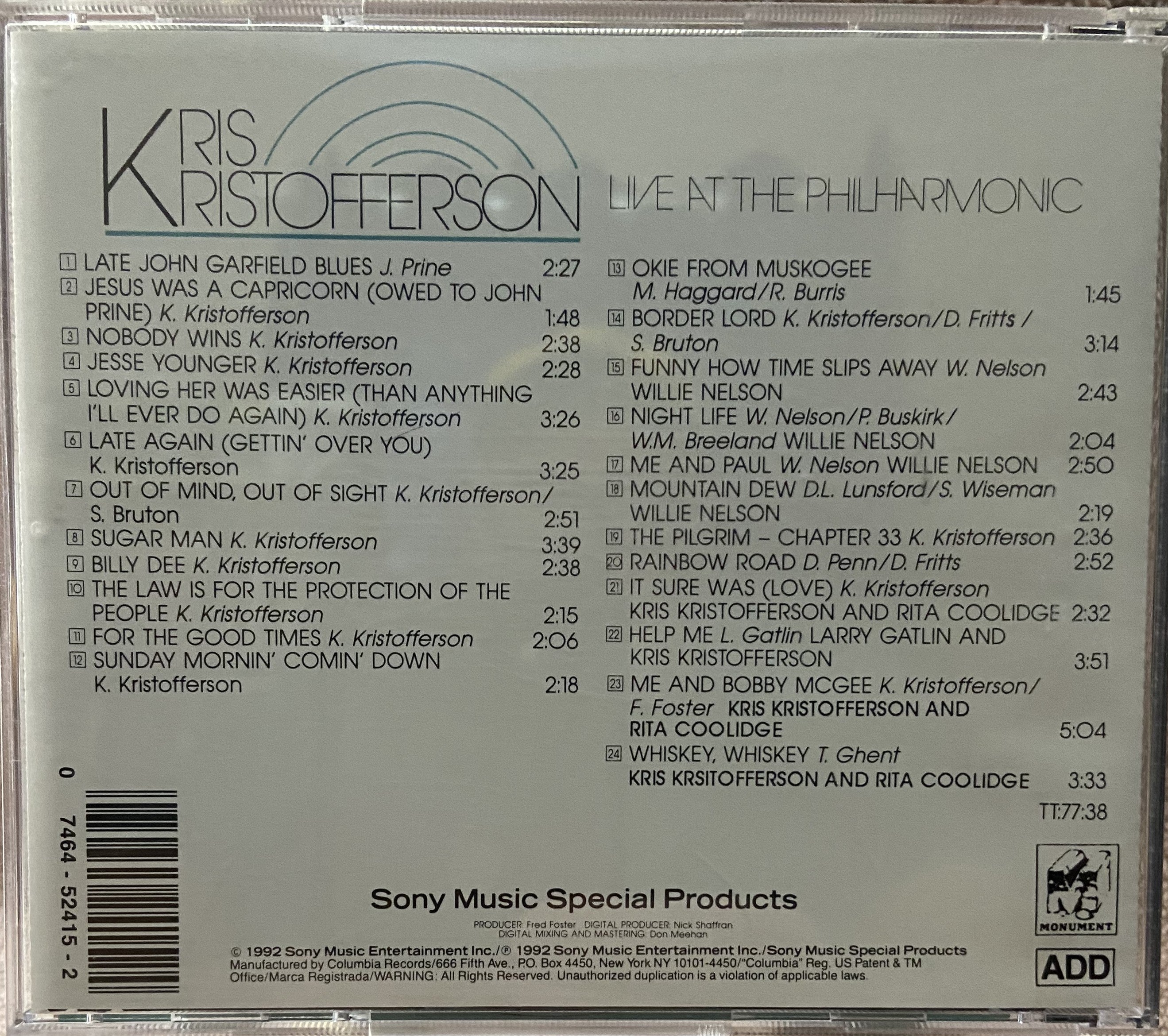 Kris Kristofferson: Live At The Philharmonic