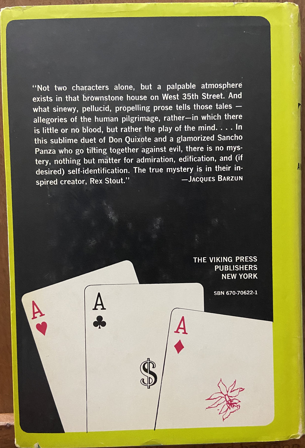 Rex Stout: Three Aces HC DJ BCE